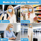 Disposable Face Masks 100 Pack, 3 Ply Breathable Filter Mask with Adjustable Nose Clip & Soft Elastic Ear Loops