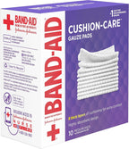 BAND-AID Brand Cushion-Care Gauze Pads, Medium Size, 3 in x 3 in, 10 Count