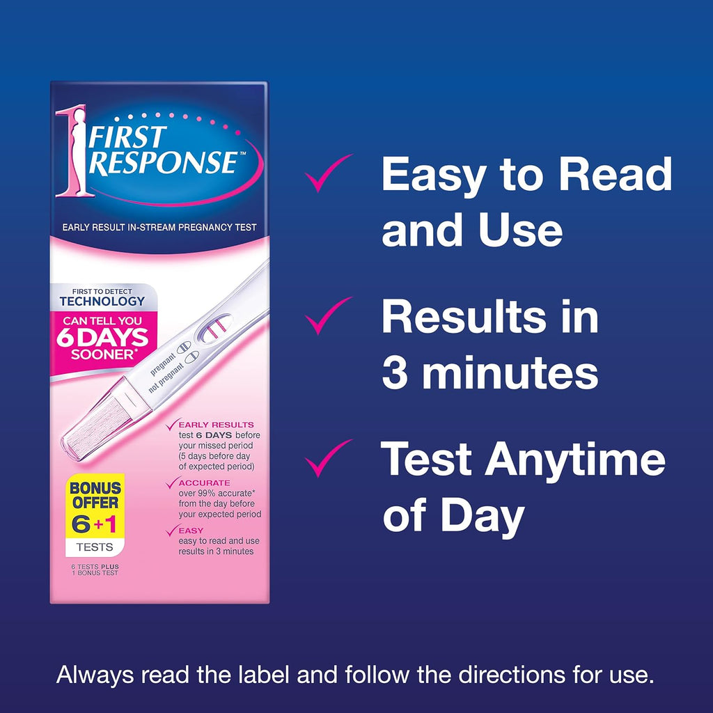 First Response Early Detection Pregnancy Tests, 7pk - Over 99% Accurate, Fast Results, Easy To Use, Detects Low hCG Levels, Detects 6 Days Early, Convenient Testing Any Time Of The Day