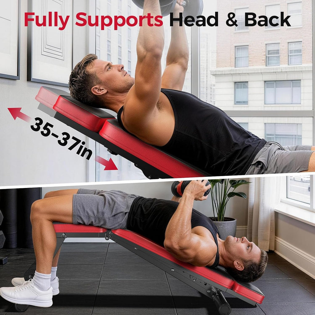 NICEPEOPLE Adjustable Weight Bench for Home Gym, 660LBS Capacity Workout Bench with 8 Backrests for Chest Shoulders Arms, Compact and Foldable Strength Bench for Small Space Apartment Room