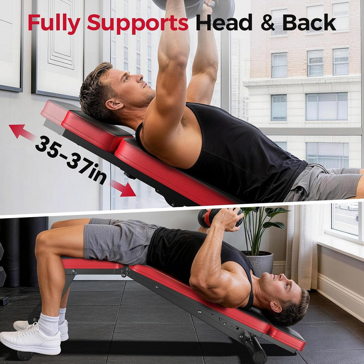 NICEPEOPLE Adjustable Weight Bench for Home Gym, 660LBS Capacity Workout Bench with 8 Backrests for Chest Shoulders Arms, Compact and Foldable Strength Bench for Small Space Apartment Room