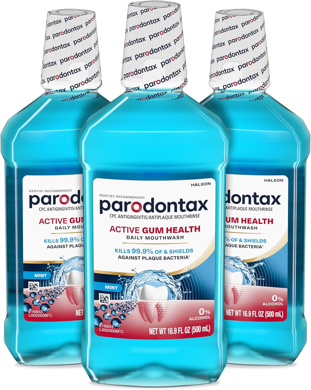 Parodontax Active Gum Health Mouthwash, Antiplaque and Antigingivitis Mouthwash, Mint, 3x16.9 Fl Oz