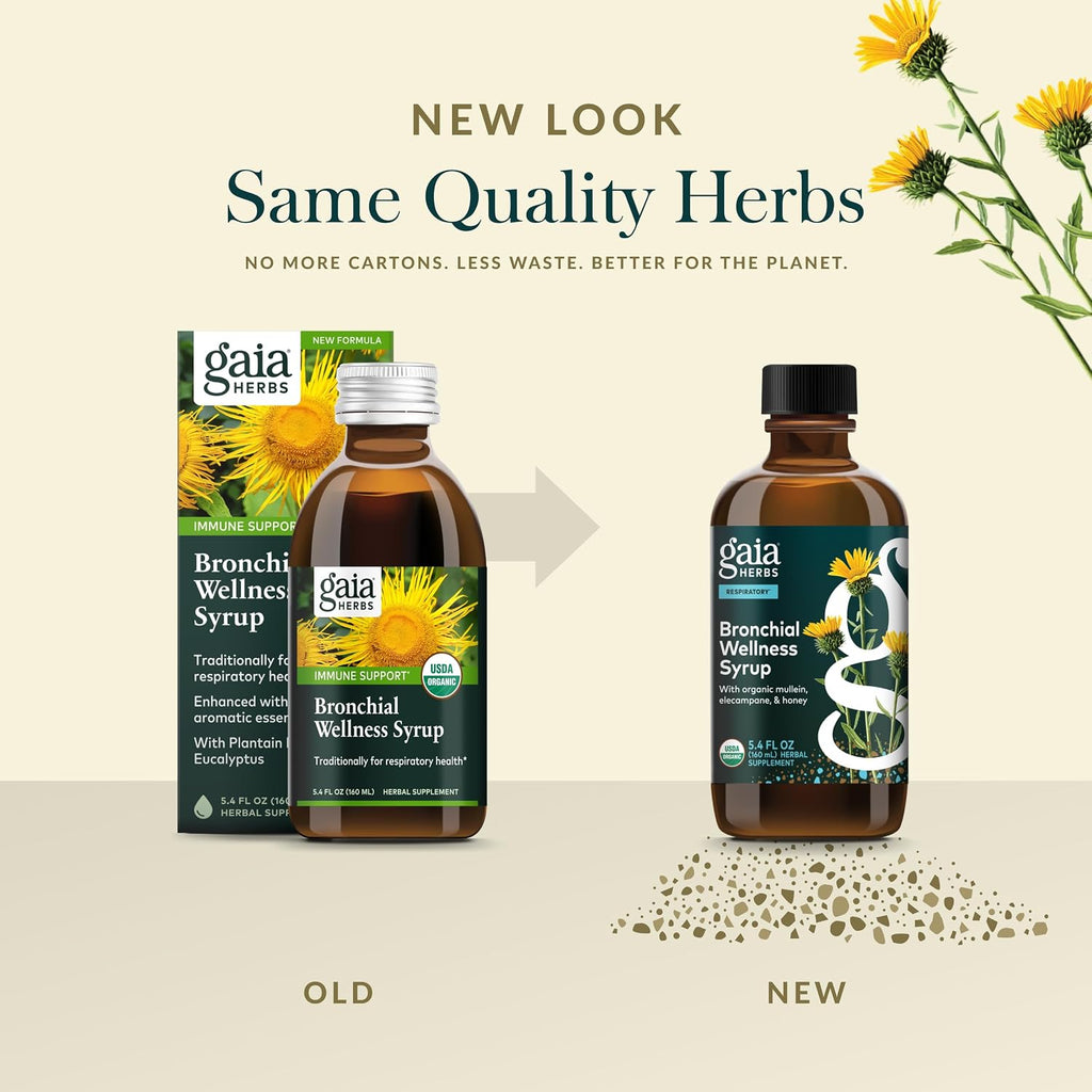 Gaia Herbs Bronchial Wellness Syrup - Respiratory Support Supplement to Help Maintain Lung Health & Help Provide Comfort for Occasional Dry Cough* - 5.4 Fl Oz (Up to 32 Servings)