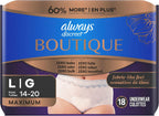 Always Discreet Boutique Incontinence & Postpartum Underwear for Women, Disposable, Maximum Protection, Large, 18 Count