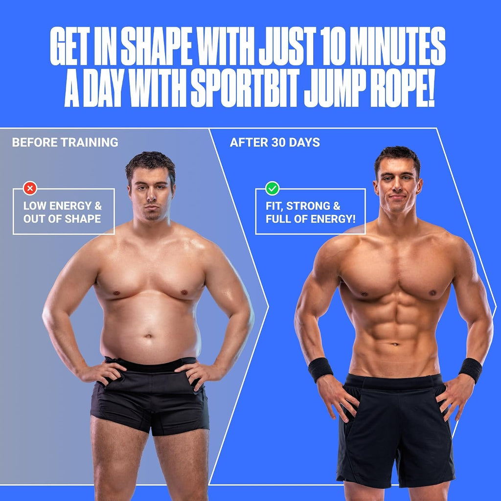 SPORTBIT Adjustable Jump Rope for Fitness and Exercise | Fitness and Exercise, Cardio, Boxing, and Weight Loss, Speed Rope, Men & Women