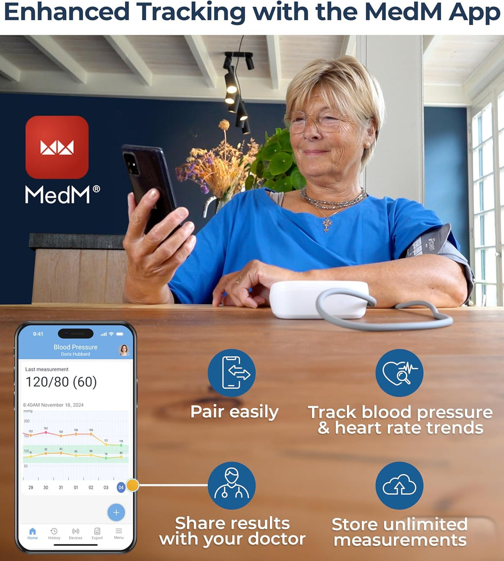 iProven Bluetooth Blood Pressure Monitor for Home Use with App Integration | For Upper Arm, Easy-to-Use One-Touch Operation, accurate BP Cuff with Large Display for Convenient Monitoring