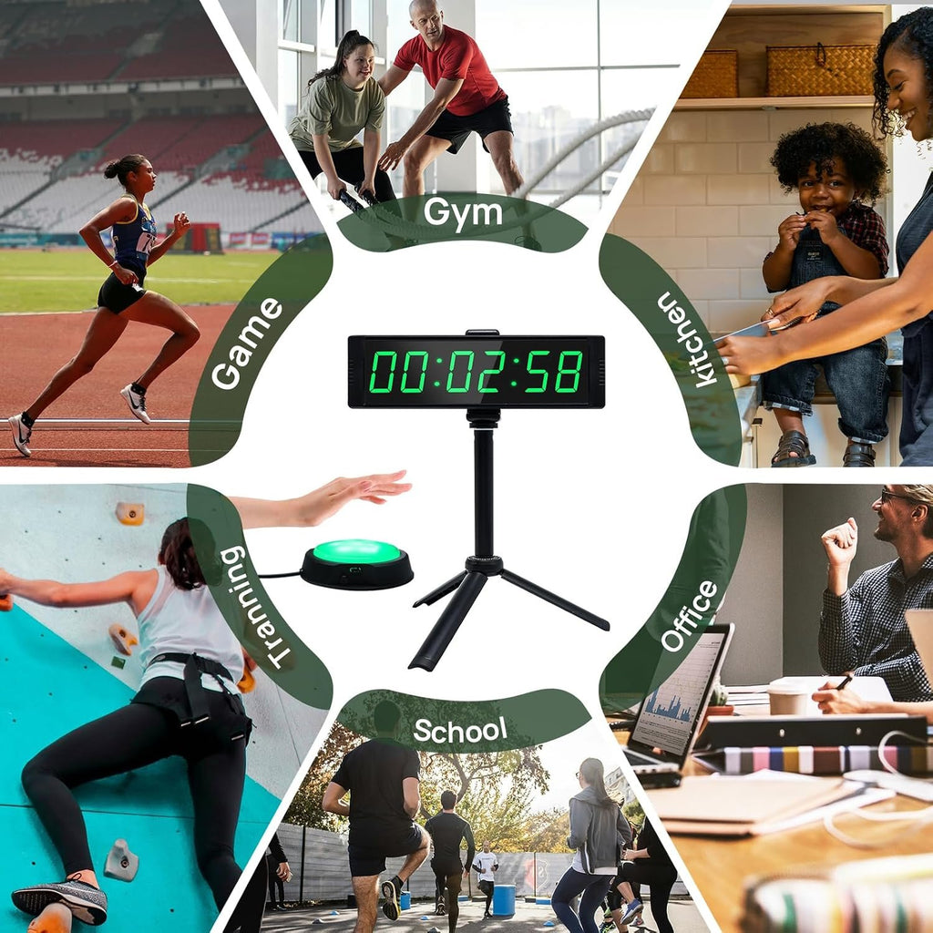 YZ Gym Timer Clock for Home Gym, Fitness Timer with Stopwatch Button, Large Digital Stopwatch Countdown Clock, 12/24H Digital Wall Clock, with Stand