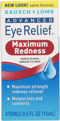 Bausch + Lomb Advanced Eye Relief – Maximum Redness Relief Eye Drops, 0.5 fl oz (15 mL)