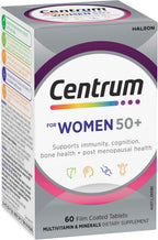 Centrum Women 50+, Multi Vitamin & Minerals Supplement, 60 Tablets | Supports Immunity, Cognition, Bone Health + Post Menopausal Health