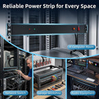 8 Outlet 1U Rack Mount PDU Power Strip 2000J Surge