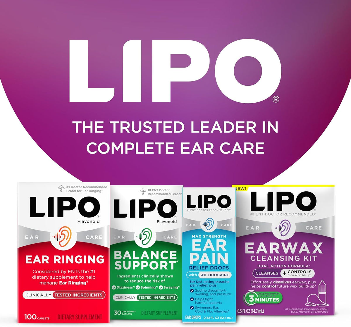 LIPO Earwax Removal Kit, Ear Wax Drops with Bulb Syringe & Plugs