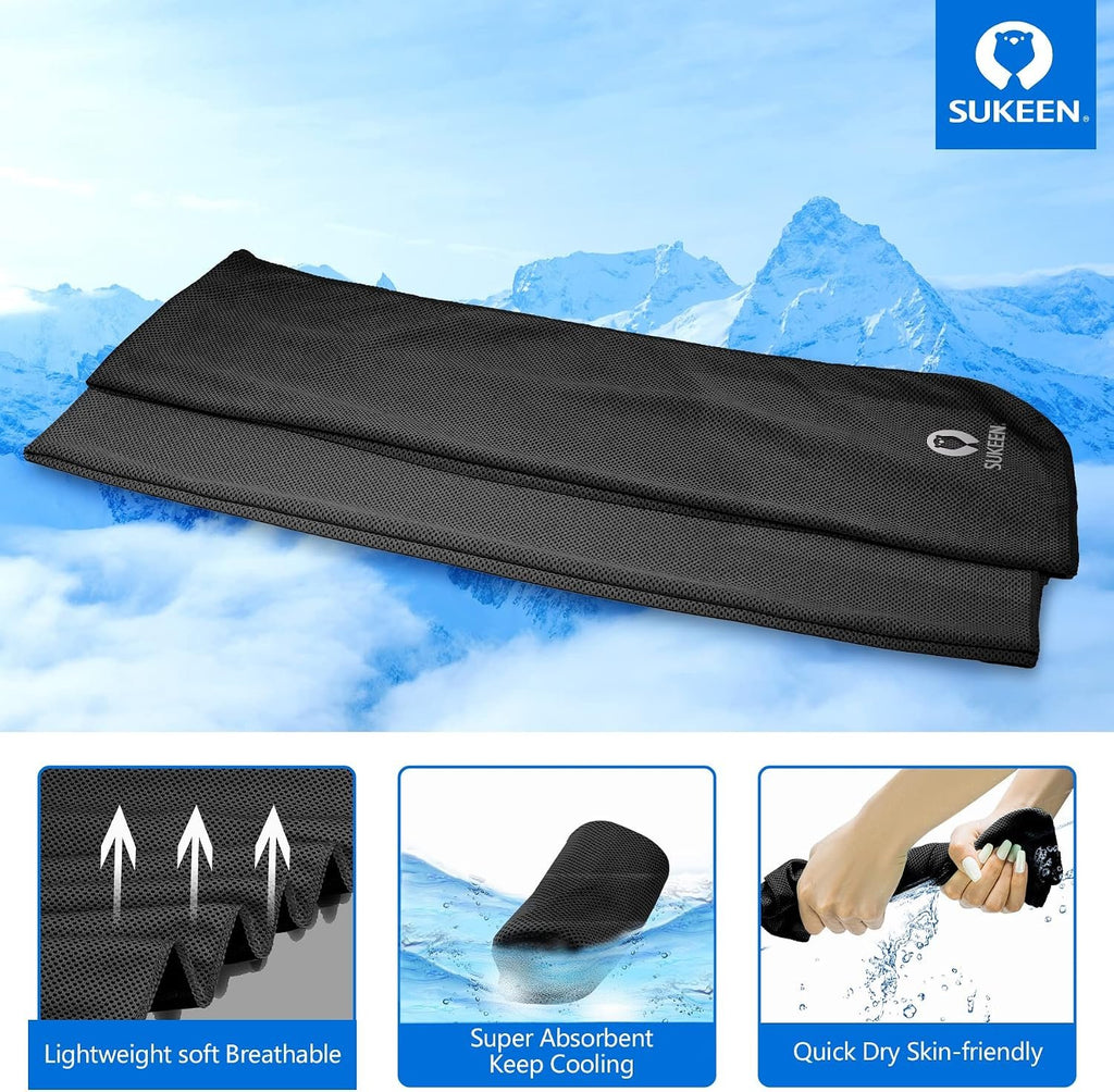 Sukeen 4 Pack Cooling Towels (40"x12") for Neck and Face Instant Cooling | Stay Cool in Hot Weather,Versatility,Soft,Breathable,Durability for Sports,Outdoor activities,Summer works in heat