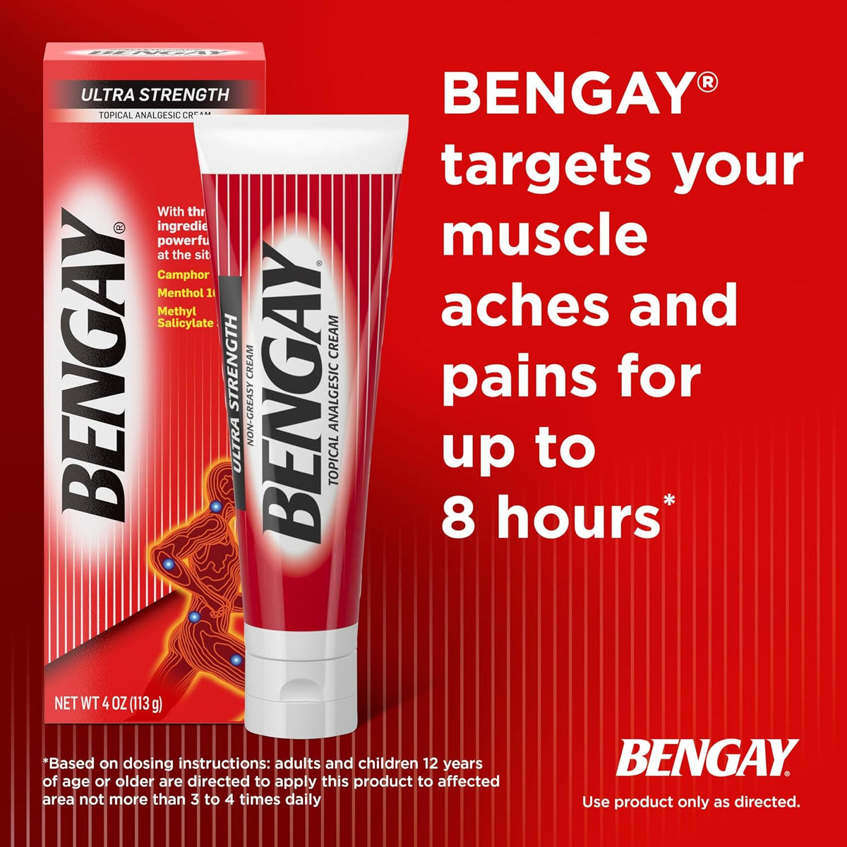 Bengay Ultra Strength Cream, Camphor Menthol & Methyl Salicylate, 4 oz