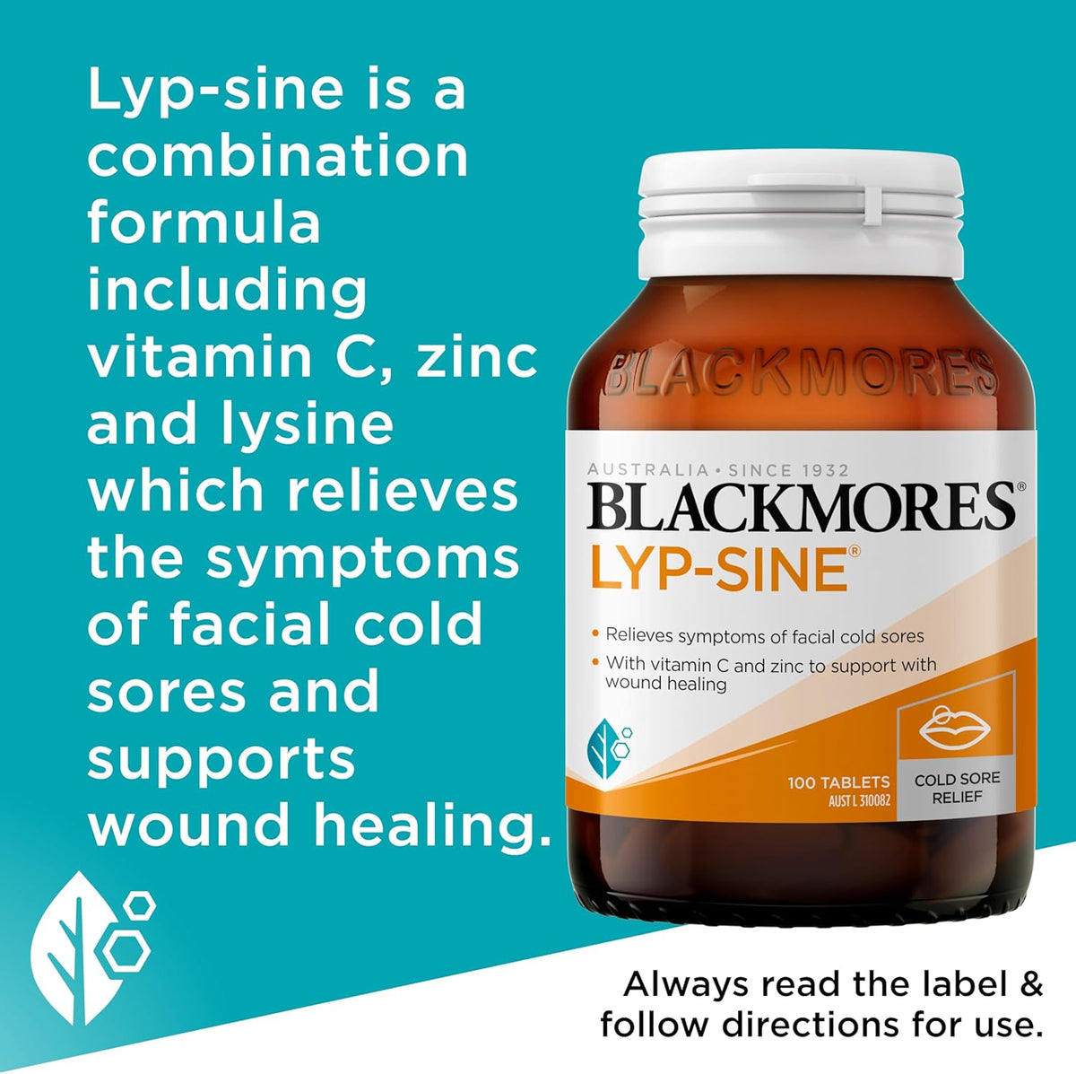 Blackmores Lyp-sine | Relieves Symptoms of Facial Cold Sores| Supports Immune System Health| 30 Tablets