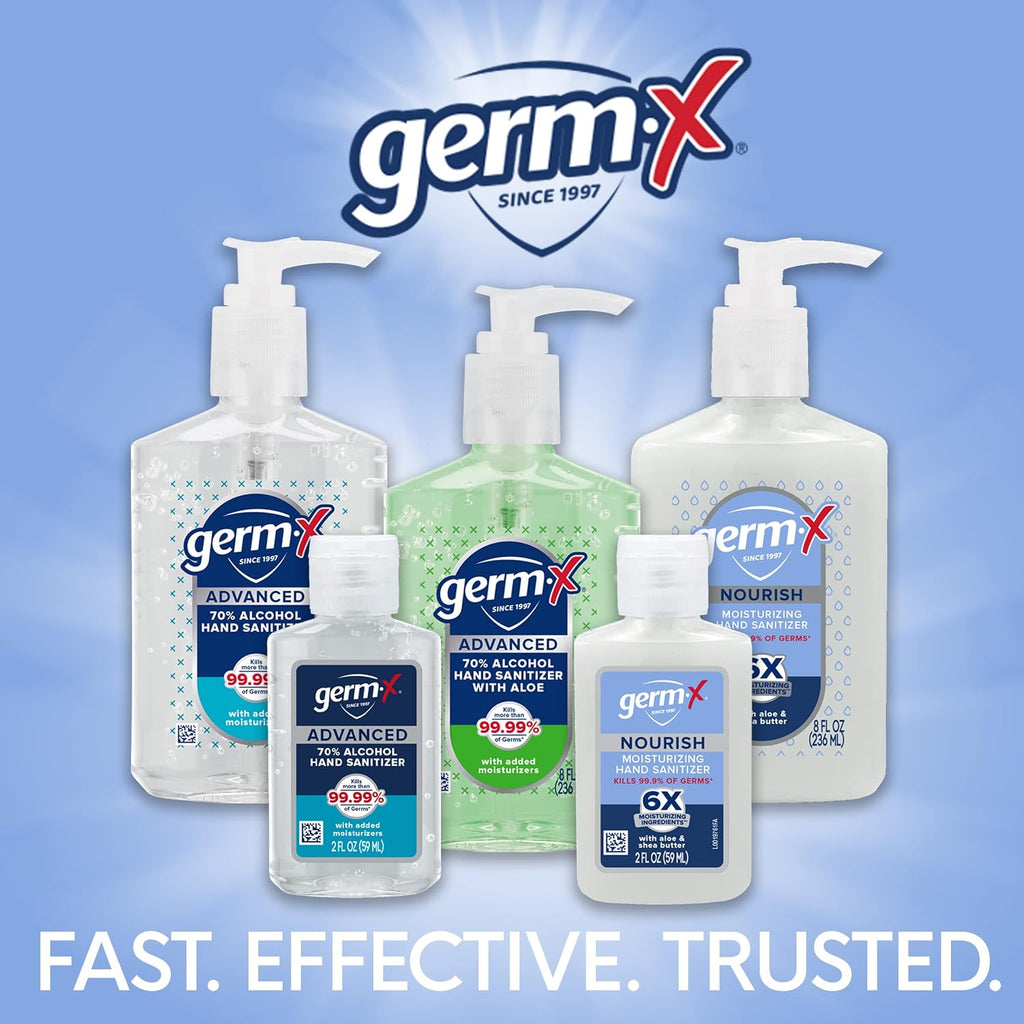 Germ-X Nourish Hand Sanitizer, 2 Fl Oz (Pack of 6), 2-in-1 Moisturizing and Sanitizing Formula with Shea Butter, Vitamin E & Aloe, Non-Greasy, Mini Travel Size for On-The-Go, Fresh Scent