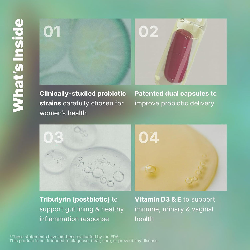Evvy Women's 3-in-1 Probiotic Gut, Urinary & Vaginal Health | 30 Day Supply
