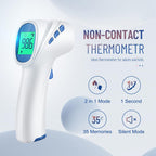 Forehead Thermometer for Adults and Kids, Non Contact, Fast Accurate Result | 3-Color Fever Alarm, 35 Memory Recalls, 1s Result, 2-in-1 Mode, Silent Mode, Large & Clear Backlit Display, FSA Eligible