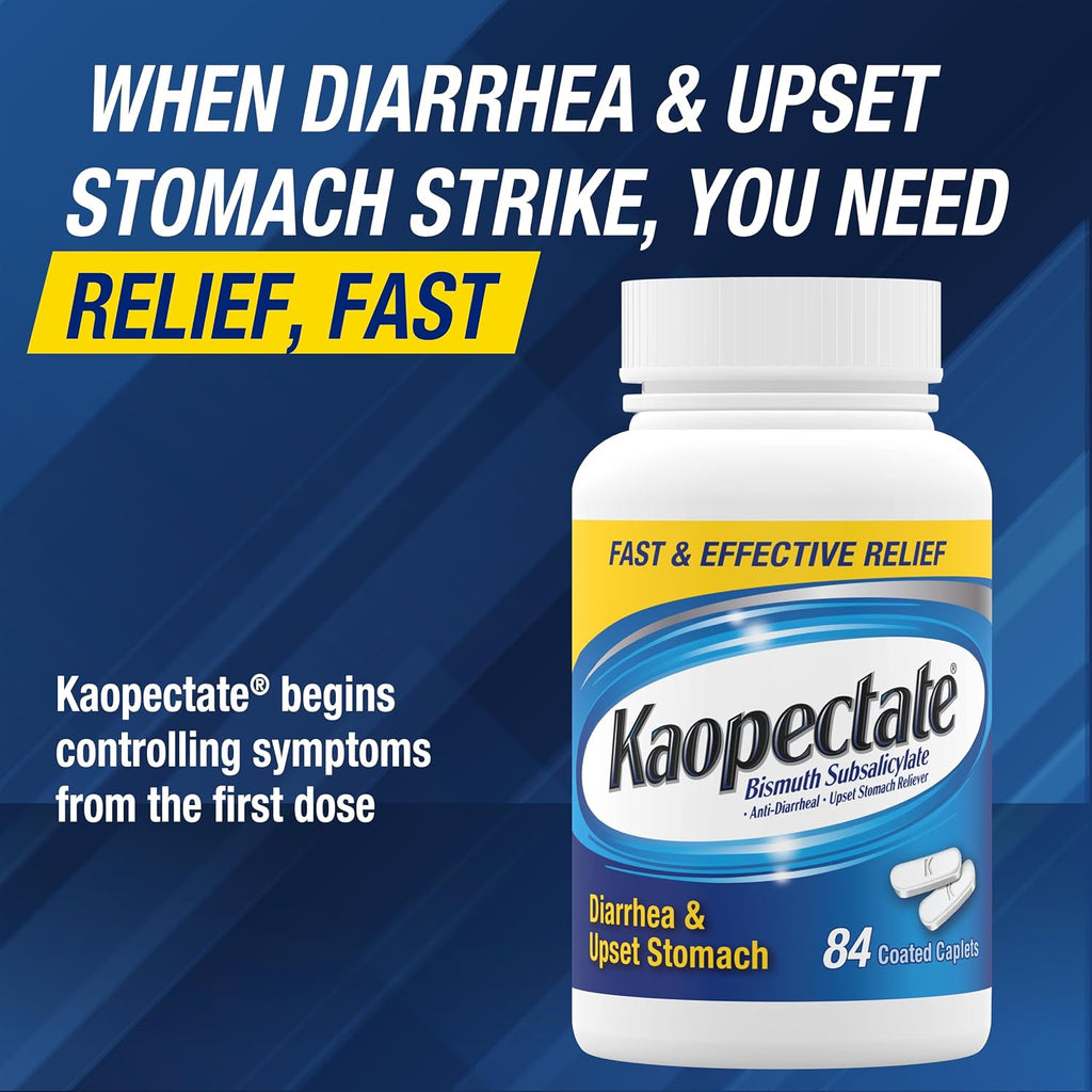 Kaopectate Multi-Symptom Anti-Diarrheal & Upset Stomach Reliever, 84 Caplet