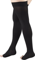 Truform 20-30 mmHg Compression Stockings for Men and Women, Thigh High Length, Dot-Top, Open Toe