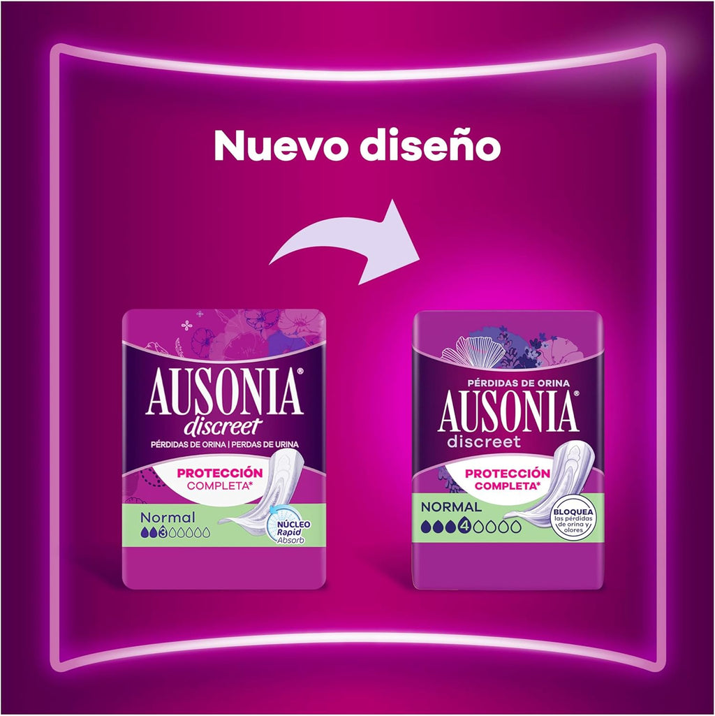 Ausonia Discreet Normal, 39 Women's Incontinence Pads for Urine Loss, Complete Protection, Incredible Discretion