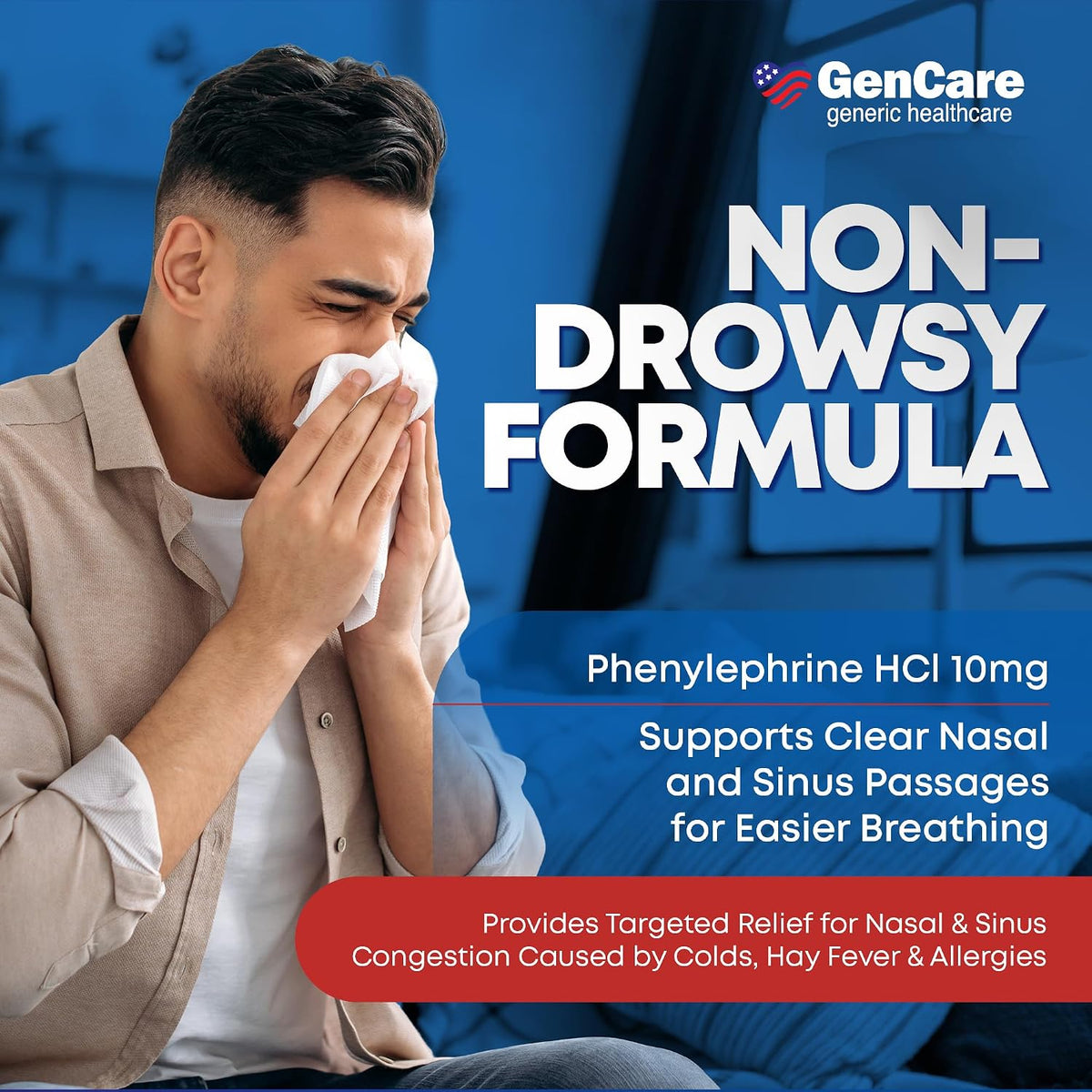 GenCare Phenylephrine HCl 10mg PE Nasal Decongestant, 300 Tablets
