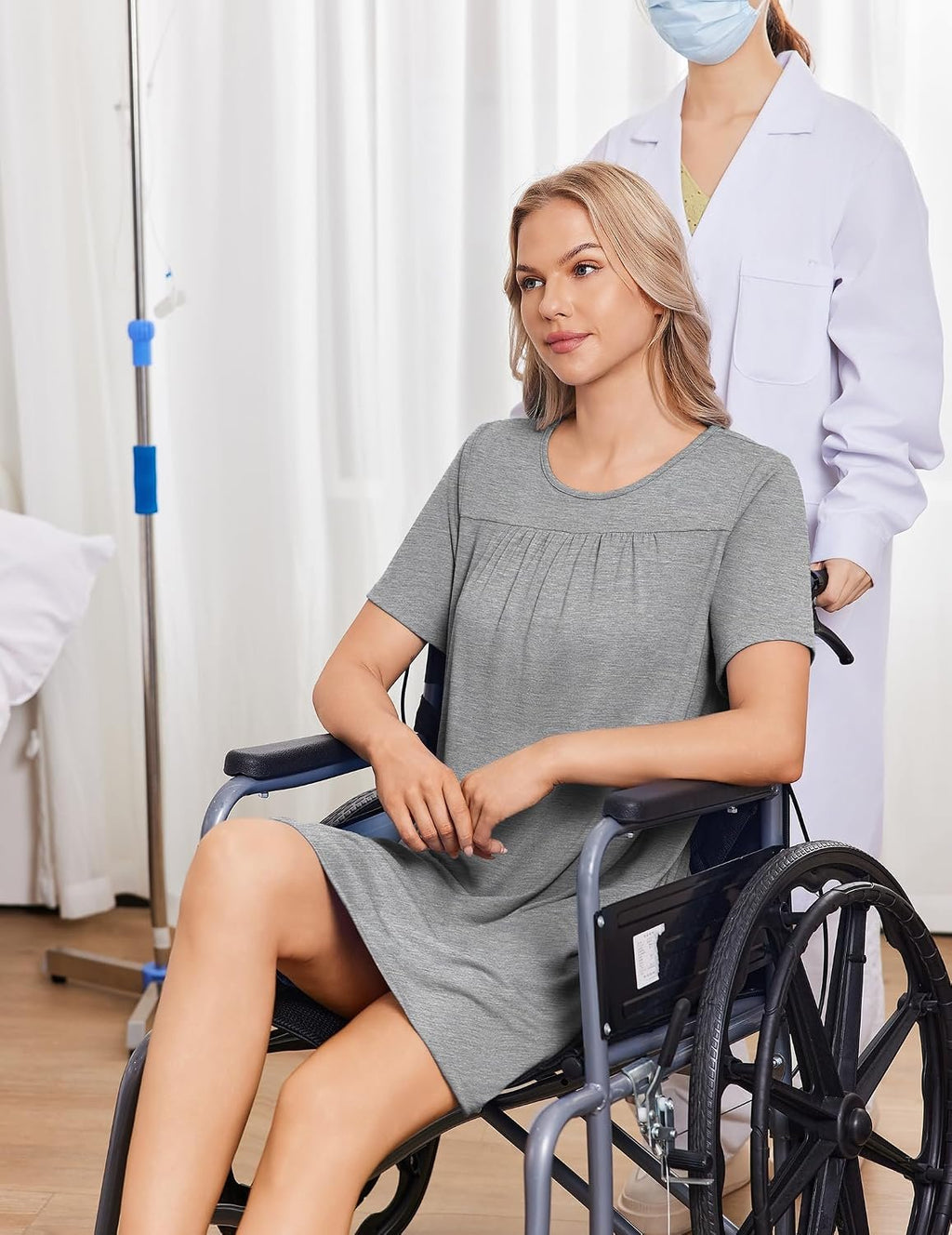 Deyeek Hospital Gowns for Women Tear Away Snap Open Back Post Surgery Dress