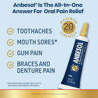 Anbesol Maximum Strength Gel Oral Pain Reliever, 0.33 oz | Instant oral pain relief from toothaches, gum pain and braces pain, canker sore treatment, 20% benzocaine, ADA accepted