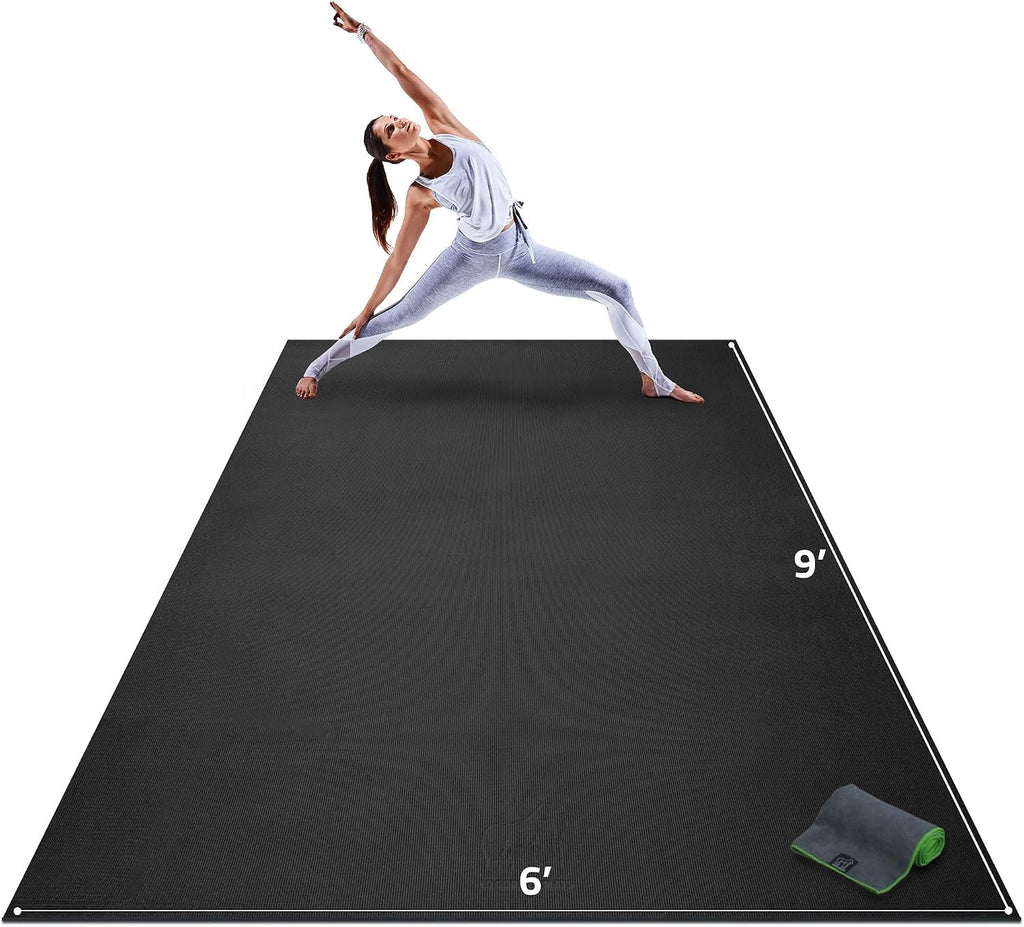 Gorilla Mats Extra Large Yoga Mat – 9'x6', 12'x6', 15'x6' (8mm) Extra Thick Wide Non-Slip Exercise Mat for Home Gym Flooring – Ultra Comfortable Workout Floor Mat for Barefoot Fitness & Stretching