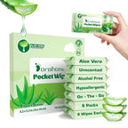 Wet Wipes Travel Size with Aloe Vera, Unscented Hypoallergenic Pocket Wipes for Sensitive Skin, 99% Water Moisturizing Wipes Travel Essentials, 48 Count (8 Packs of 6)