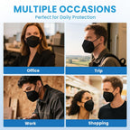 akgk KN95 Face Mask 50 PCS, Breathable Protection Masks, 5-Ply KN95 Black Masks, Cup Dust Safety Masks
