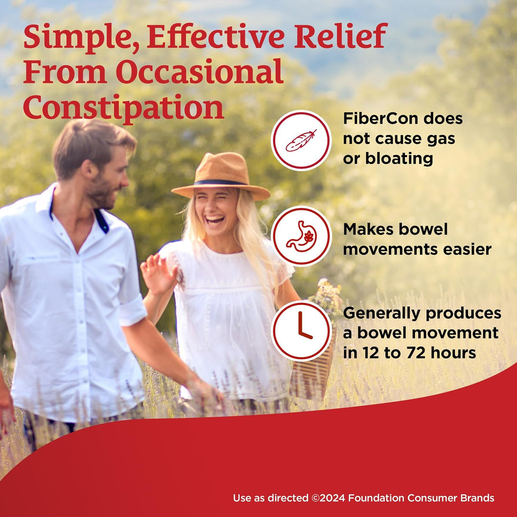 Fibercon Product Title | Works in as little as 12 hours, insoluble fiber for relief of occasional constipation & irregularity, no gas or bloating