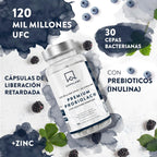 Intestinal Probiotics & Prebiotics - 30x Bacterial Strains - 120 Billion CFU - Intestinal Prebiotics & Probiotics With Zinc - For Women & Men Probiotics - 90 Capsules