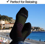 Cotton Compression Socks, 15–20 mmHg Graduated Support, Knee-High Medical Compression (Black Stripes M/L)