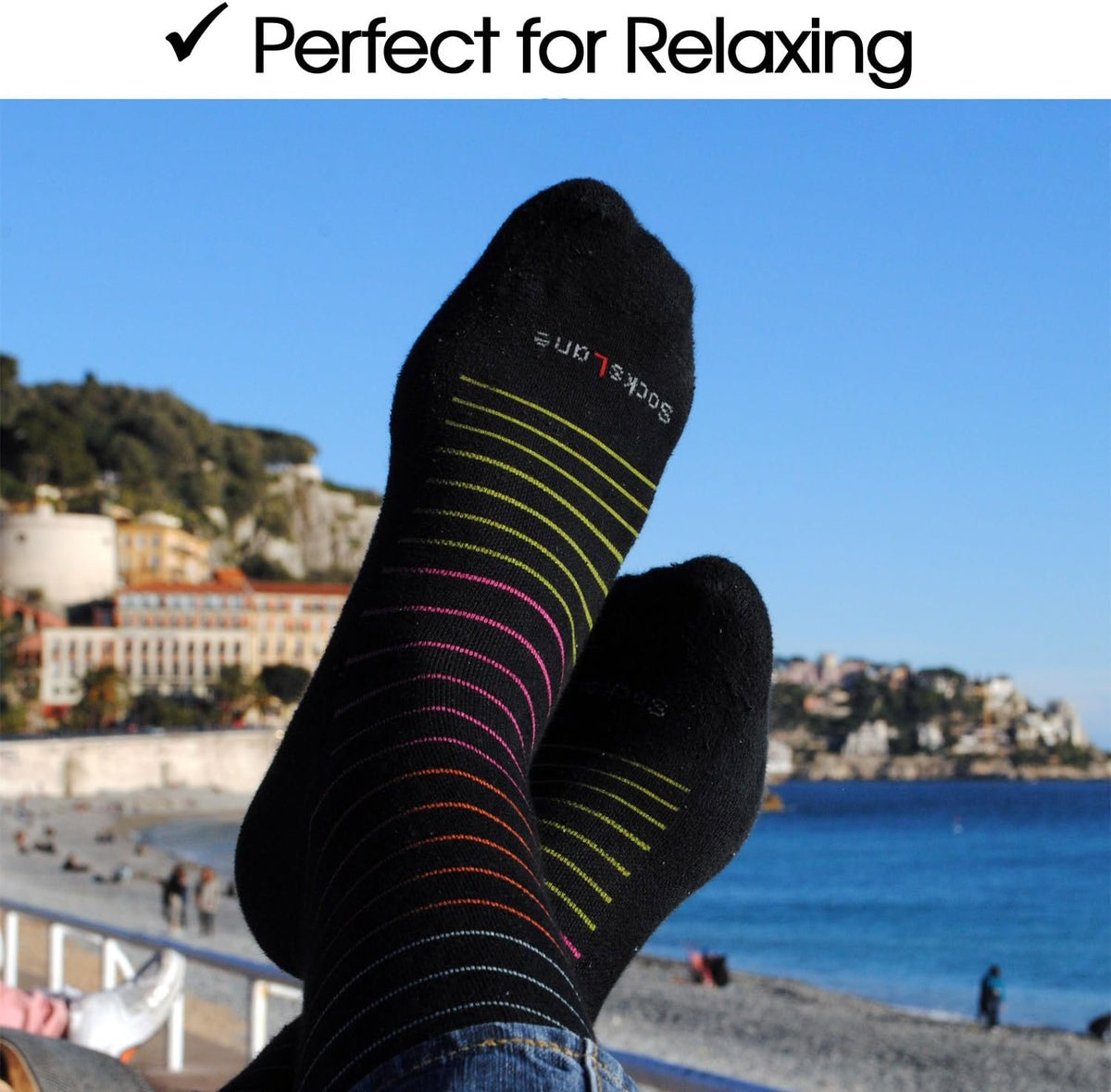 Cotton Compression Socks, 15–20 mmHg Graduated Support, Knee-High Medical Compression (Black Stripes M/L)