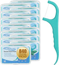 840 Count Dental Floss Picks – Mint Flavored Flossers with Built-in Toothpick for Deep Cleaning – 14 Portable Boxes of 60 – Strong & Smooth Floss Sticks for Family Home Travel - Adults & Kids