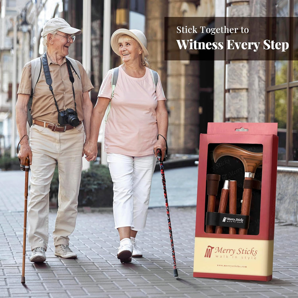 Foldable Walking Cane for Women and Men, Adjustable, Sen Wood | Collapsible Lightweight Folding Walking Stick for Seniors, Adjustable Height, Canes for Stability, Ergonomic Handle