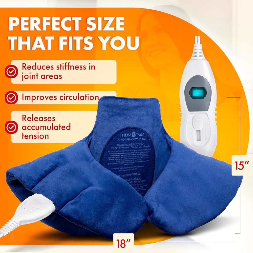 Veridian Healthcare Deluxe Heating Pad Wrap for Shoulder and Neck, Blue