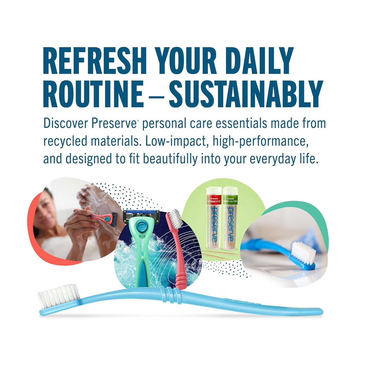 Preserve Shave 5 Razor Refills, Ceramic-Coated Blades, Aloe Strip, 4ct | Reusable Cartridges Fit Shave 5 Handle; Cocoa Butter Enriched Strip; For Men & Women; Cruelty-Free, Never Tested on Animals
