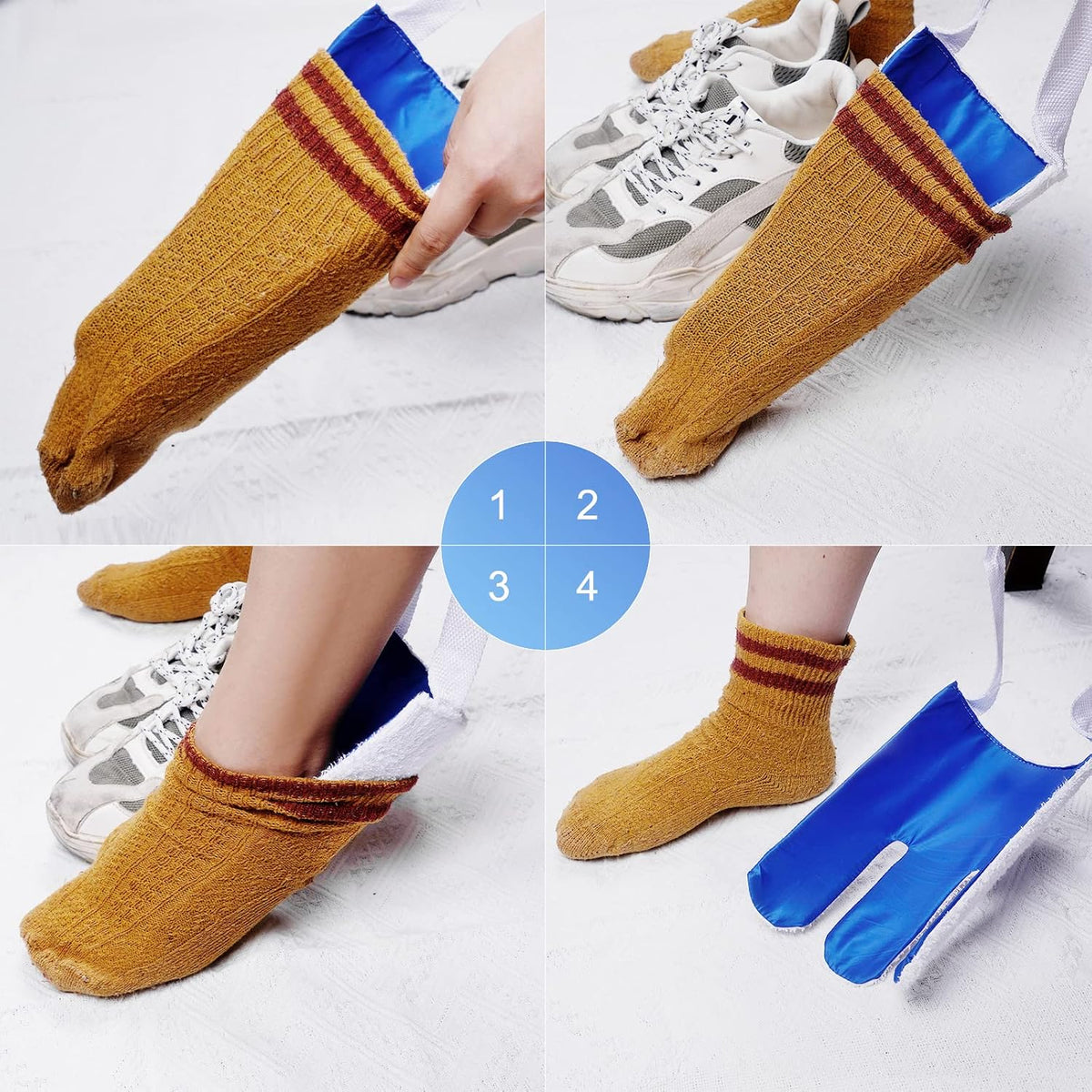 Sock Aid, Sock Helpers to Put on Your Socks for Seniors, Disabled, Pregnancy, Assist Device for Elderly, Tool Aide Puller Easy on and Off with No Bending(Dark Blue 2 Pack)