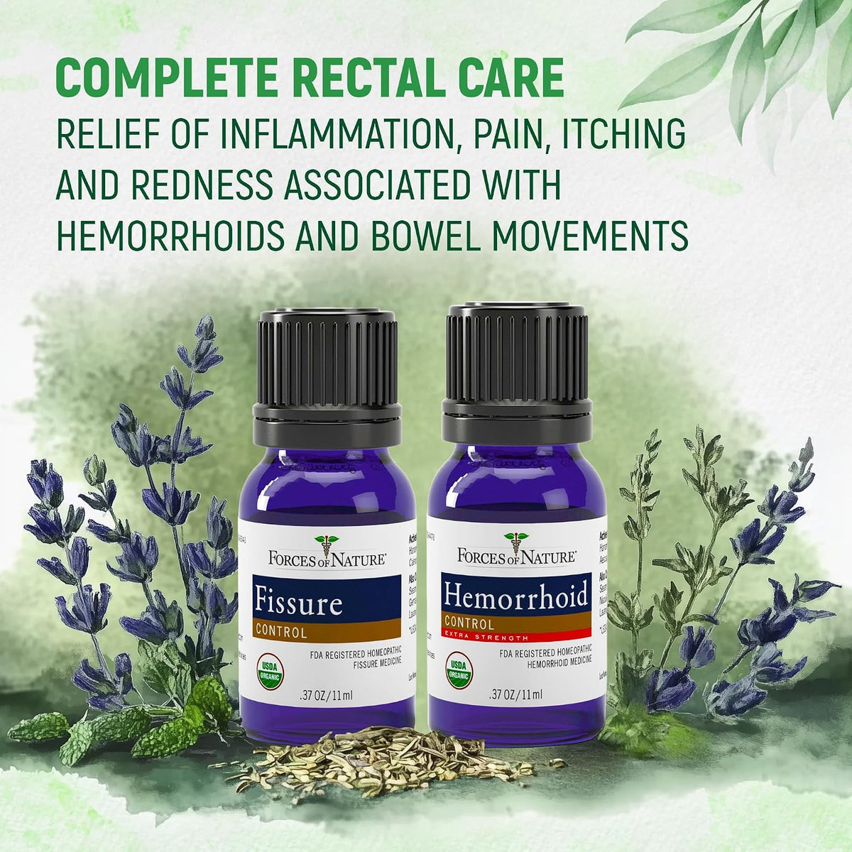 Forces of Nature Hemorrhoid Control Extra Strength (5ml) + Fissure Control (11ml) | Virtual Bundle