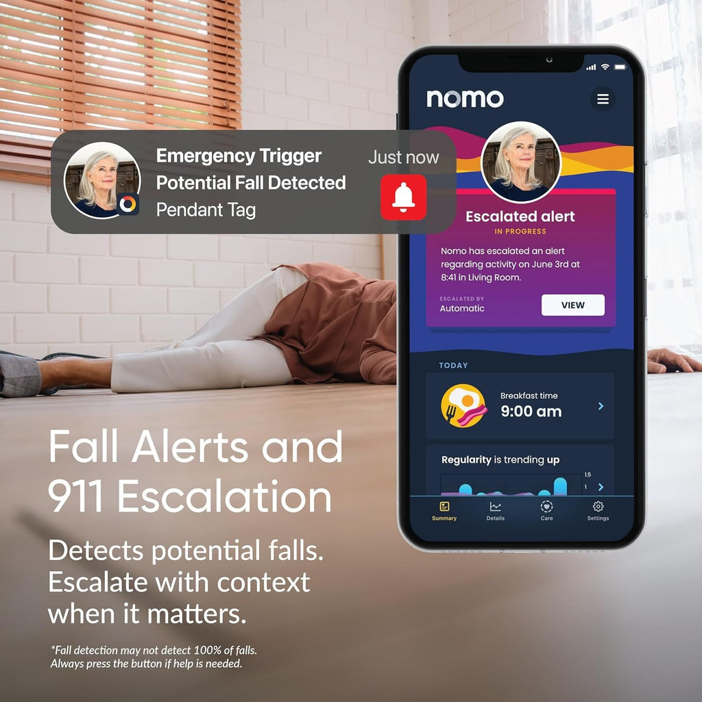 Nomo Medical Alert System with Fall Detection for Seniors at Home | WiFi Enabled, 911 Emergency Calling, Daily Activity Monitoring, 2-Way Voice, 60-Day Trial, Monthly Subscription