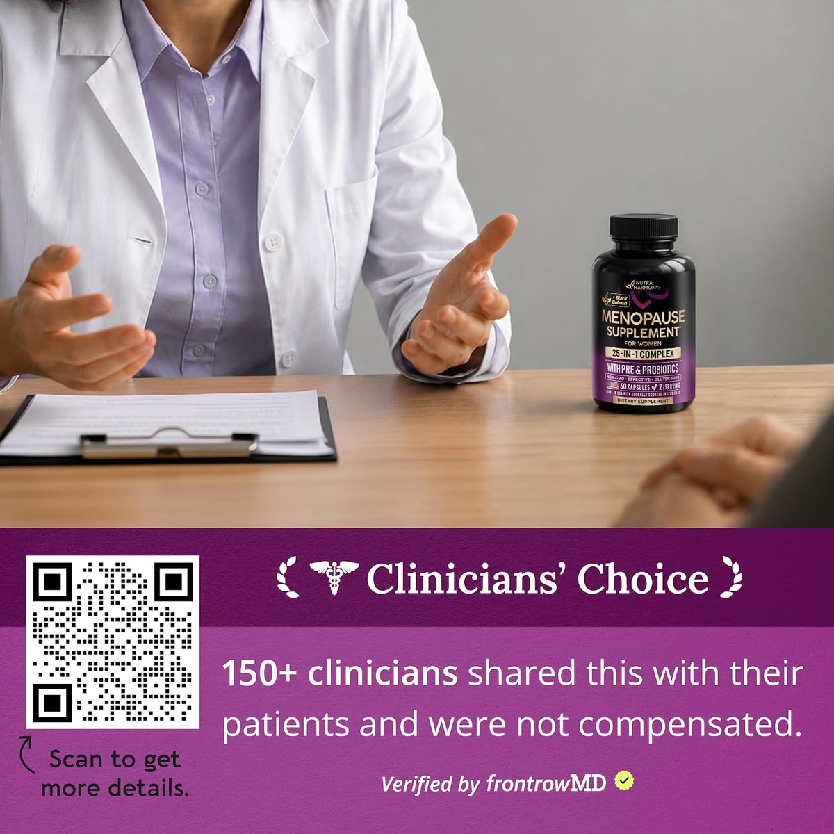 Menopause Supplements for Women - Black Cohosh, Pre & Probiotics - 60 Caps