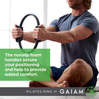 Gaiam Pilates Ring Fitness Circle, Toning Arms, Legs & Core | 15" Magic Circle | Foam Padded Handles | Lightweight & Flexible | Home & Studio | Includes Exercise Guide