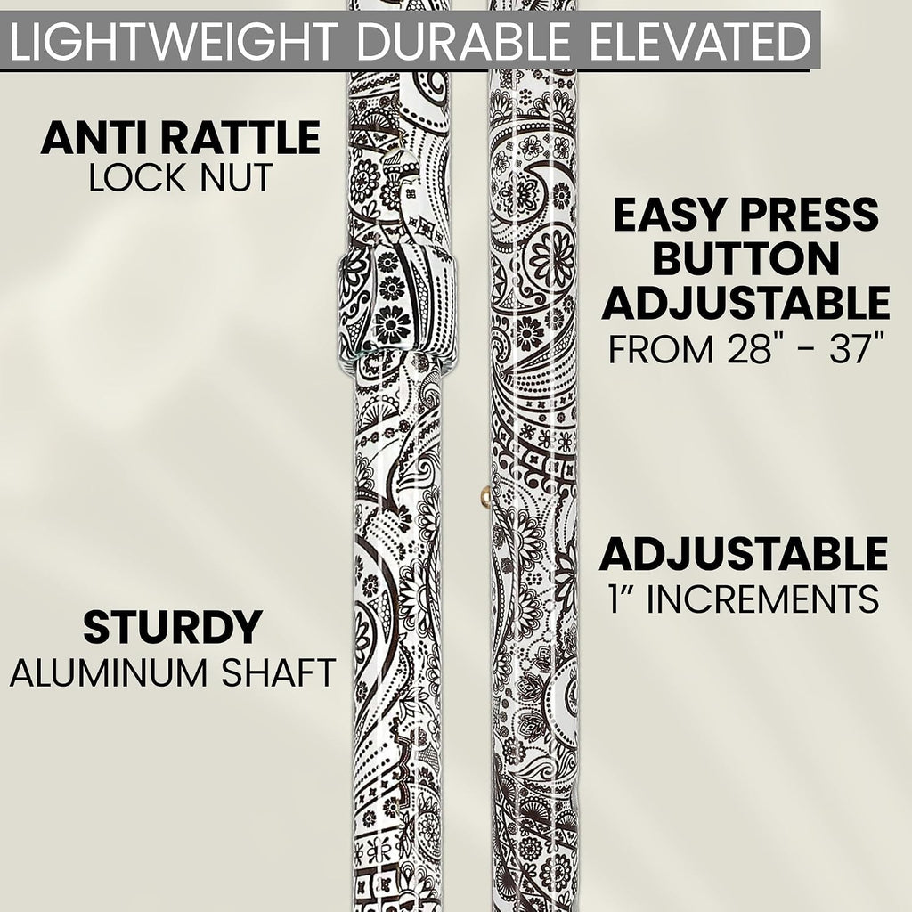 Stylish Walking Sticks – Rhinestone Collar Designer Adjustable Canes Colorful – Best Gift for Men and Women Light Weight Aluminum Shaft & Safe to Walk