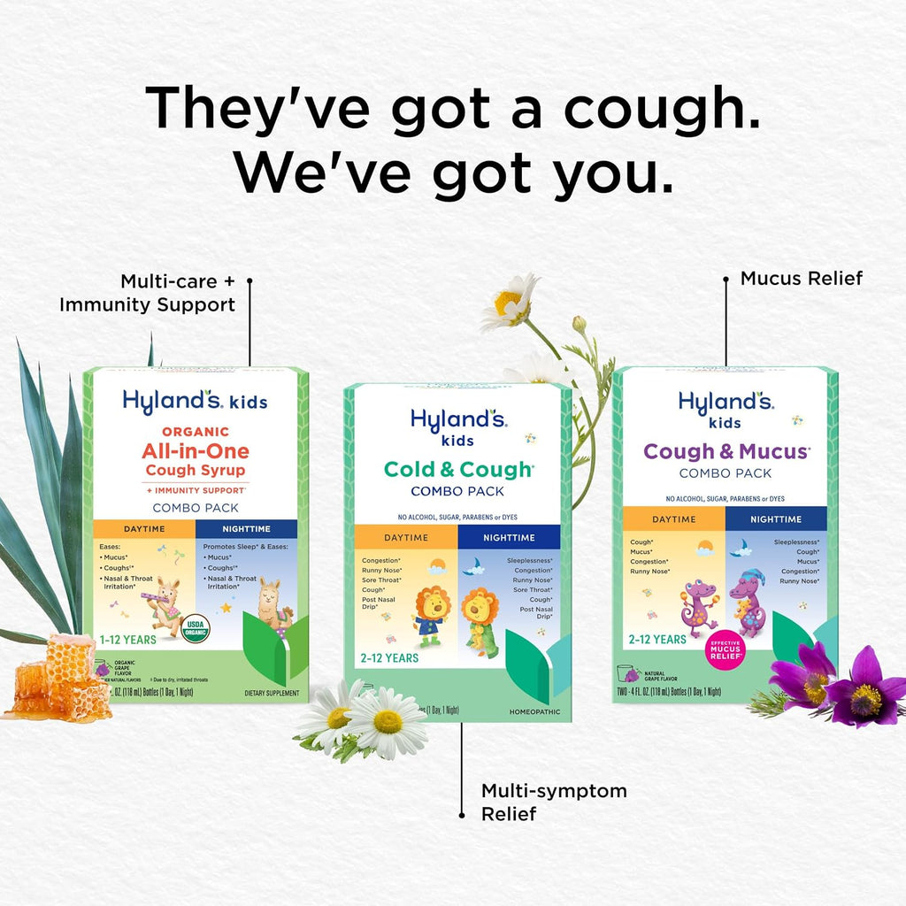 Hyland's Kids Cough Syrup & Mucus Relief 2-Pack (Day + Night) Grape 8 fl oz