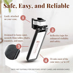Walking Cane Holder, Smart Reflective Cane Holder Clip for Table, Walking Stick Accessories for Senior, Portable, Foldable, and Convenient