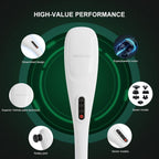 MEGAWISE Cordless Handheld Back Massager, 5 Speeds, 3200mAh, Off-White