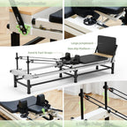 PAETA Pilates Reformer, 86" Foldable Reformer Pilates Machine with Adjustable Reformer Heights, Pilates Equipment with Music Wire Spings and Jump Boards