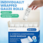 LotFancy Gauze Rolls, 4 Inch x 4.1 Yards, Conforming Stretch Gauze Bandage