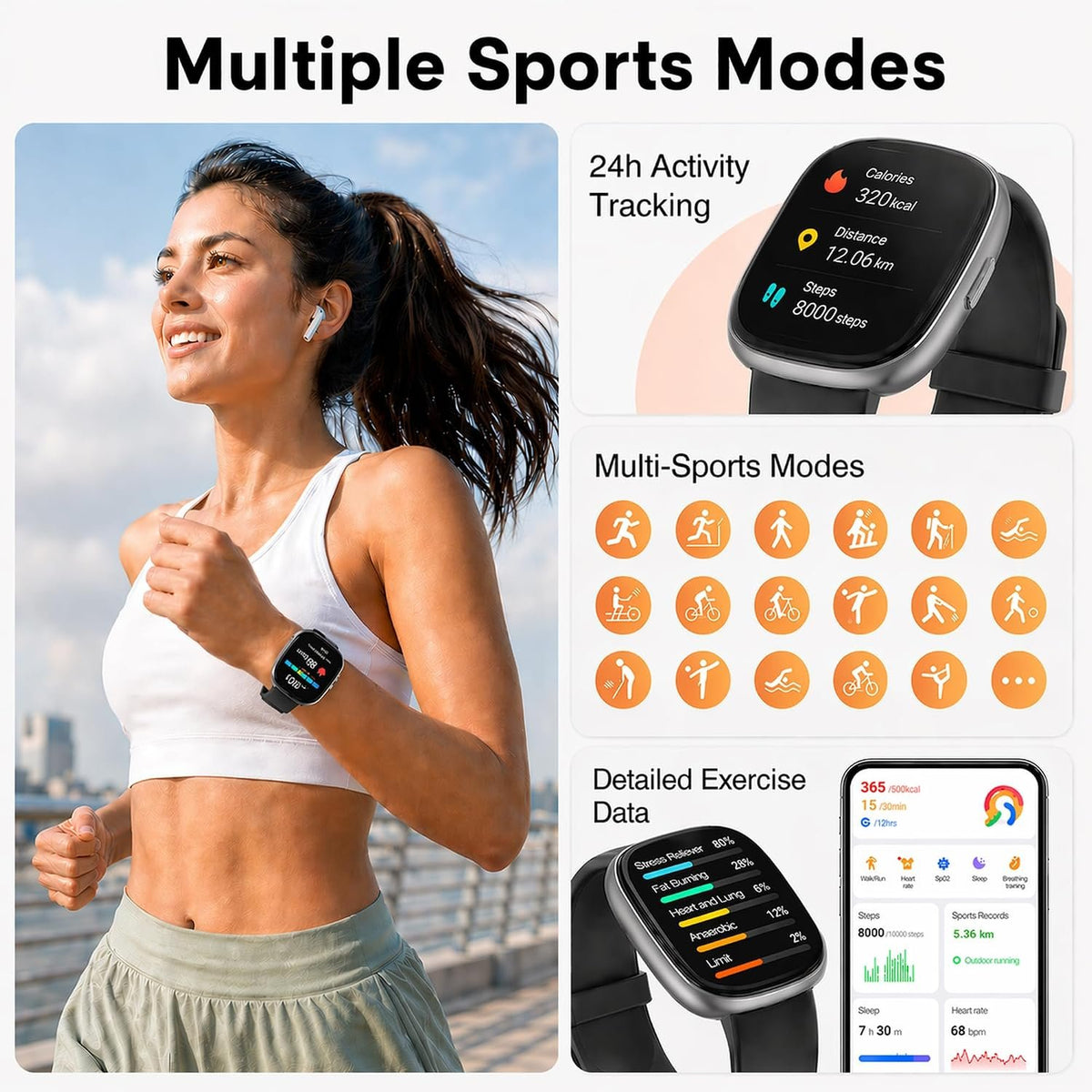 1.83" HD IP68 Waterproof Smart Watch with Bluetooth Call for Men Women | 10-day Battery Life, Swimming Fitness tracker, 120+ Sport Modes, Heart Rate and Sleep Monitor, Step Counter for Walking